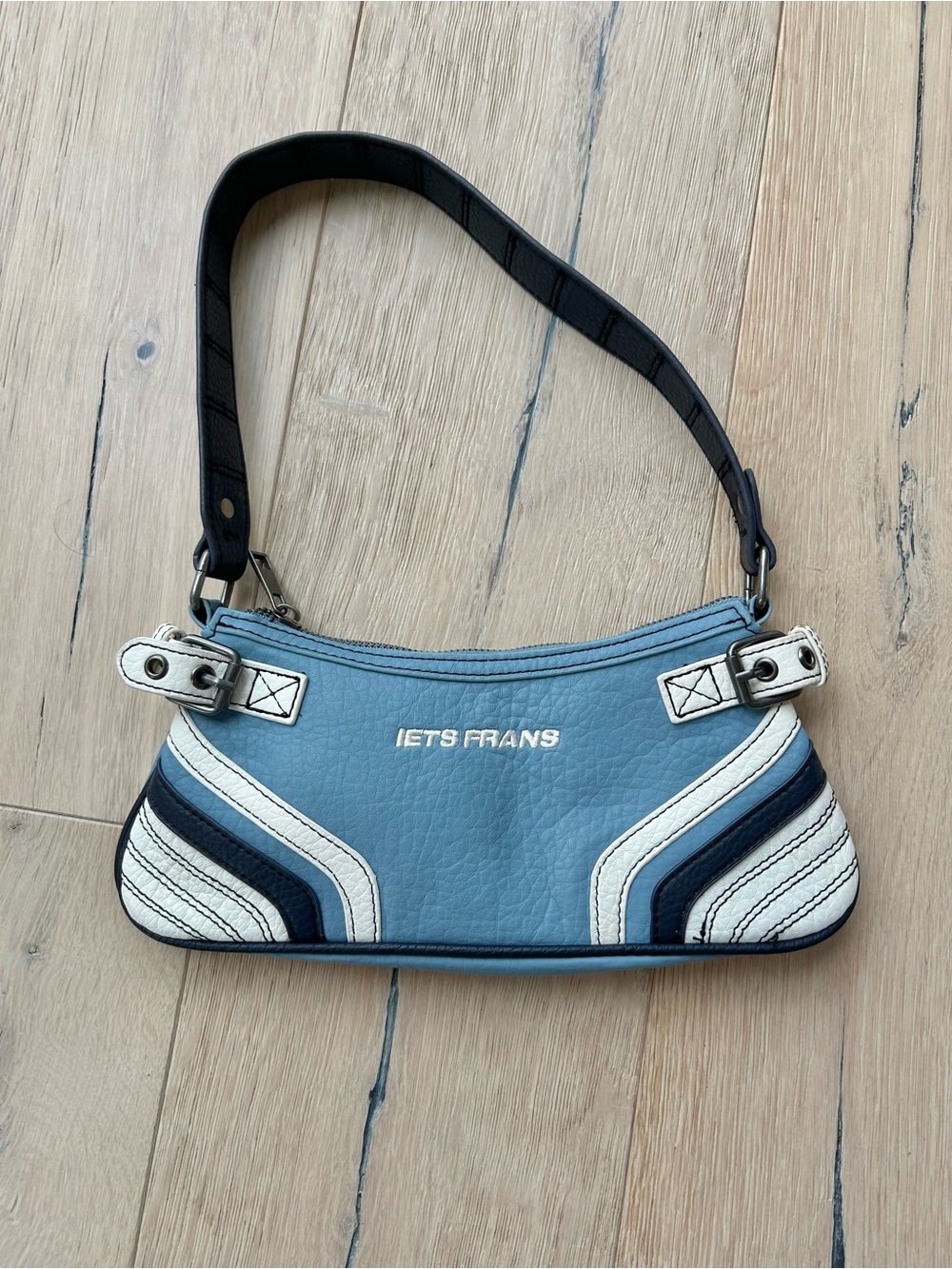 Urban Outfitters Light Blue Mini Shoulder Bag with White and Navy Accents
